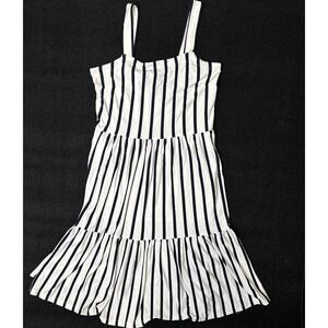 Loft  Striped Size 6 Sun Dress Black /white